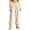 Beige, variant on CheerKidz Harem Lantern Pants, High Waist Wide Leg, Drawstring Elastic Waist Pockets, Cuffed Cropped Joggers for Summer (White, M).