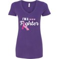 thumbnail image 3 of Inktastic Breast Cancer Awareness I'm a Fighter Women's V-Neck T-Shirt, 3 of 5