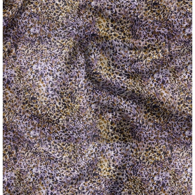 Soimoi Crepe Silk Fabric Leopard Animal Skin Print Fabric by Yard 42 Inch Wide