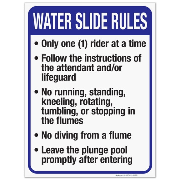 Indiana Water Slide Rules Sign, Complies With State Of Indiana Pool Safety Code, 18x24 Corrugated Plastic