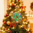 thumbnail image 5 of 3D Wrought Iron Christmas Tree Topper Star with Multicolor Glitter Ribbon and 20 LED Lights, 5 of 6