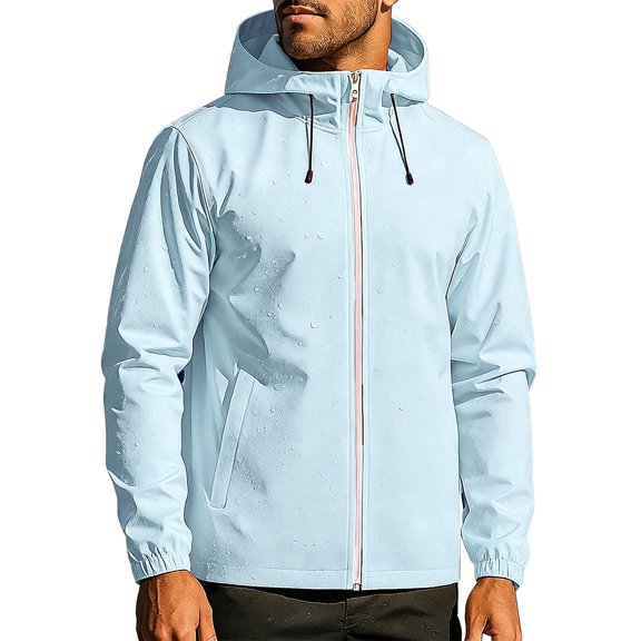Timoontee Men's Spring Coat Outdoor Mountaineering Riding Windproof Work Coat Blue XXL