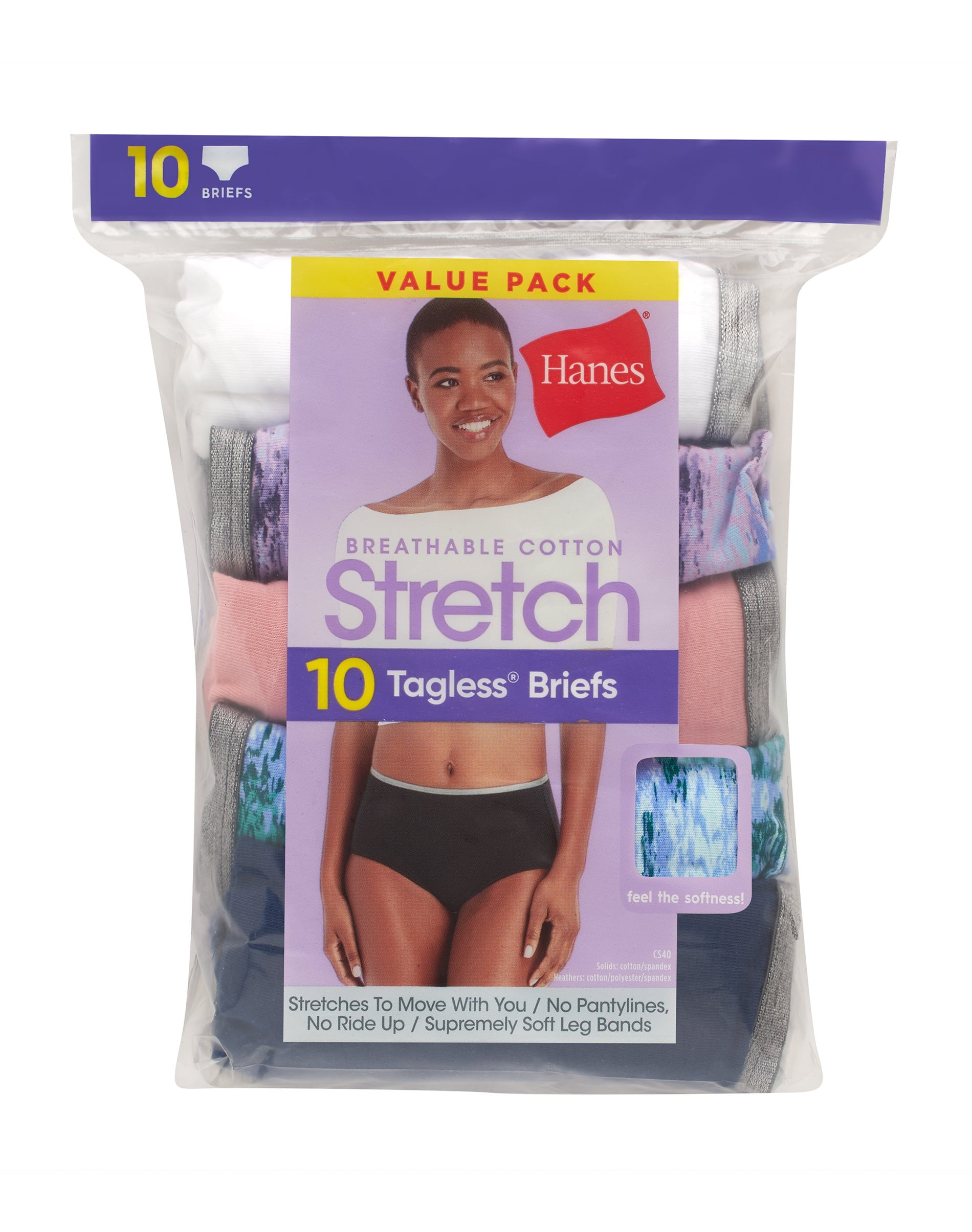 Hanes Women's Breathable Cotton Stretch Brief Underwear, 10-Pack Assorted 8  
