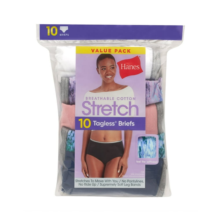 Hanes Women's Breathable Cotton Stretch Brief Underwear, 10-Pack