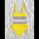 thumbnail image 4 of Bikini de Dos Piezas para Mujer, Cintura Alta, Cuello Halter, Traje de Baño Adelgazante, Amarillo, Talla S, 4 of 7