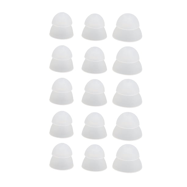 15 tapones para los oídos de silicona desmontables de 2 capas para amplificadores auditivos, tamaño pequeño, blanco y transparente.