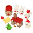 thumbnail image 4 of 10 Uds. Figuritas de conejos de resina, decoraciones de conejitos de resina en miniatura de Navidad, recuerdos de fiesta de Navidad, 4 of 6