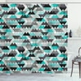 thumbnail image 1 of Ambesonne Geometric Shower Curtain, Zig Zag Mosaic, 69"Wx75"L, Turquoise Grey Black, 1 of 3