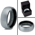 thumbnail image 4 of Tungsten I Love You 3000 Quote Engraved Band Ring 8mm Men Women Comfort Fit Black Dome Brushed Gray Polished, 4 of 4