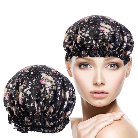 Reusable Shower Cap For Women Double Elastic Medium Size Bath Hair Accessories