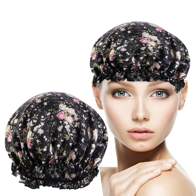 WIFKLSIIPG Bonnets de Douche pour Femmes Réutilisables Imperméables Bonnets de Douche Réutilisables pour Cheveux Double Protection Élastique Taille Moyenne