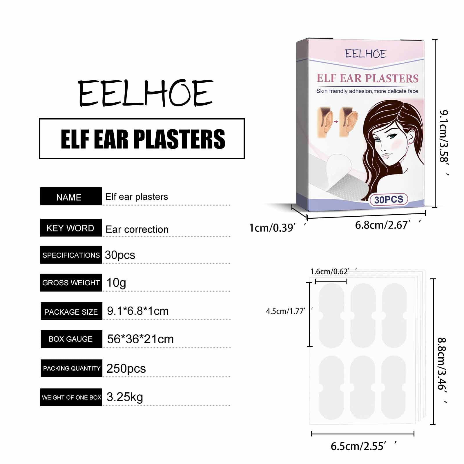 Elf Ear Tape Invisible 30Pcs Ear Tape Waterproof Ear Correctors