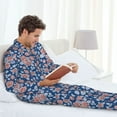 thumbnail image 6 of Naloa Rose Flowers Men’s Pajamas Set - Long Sleeve Button Down Sleep Shirt and Pajama Bottoms Sleepwear Set-, 6 of 7