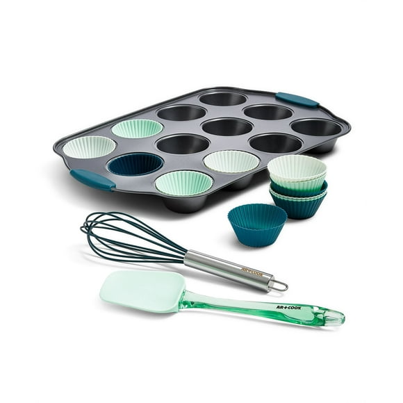 Art & Cook Moule à Cupcakes 15 Pcs, Doublures et Outils en Silicone, Multi