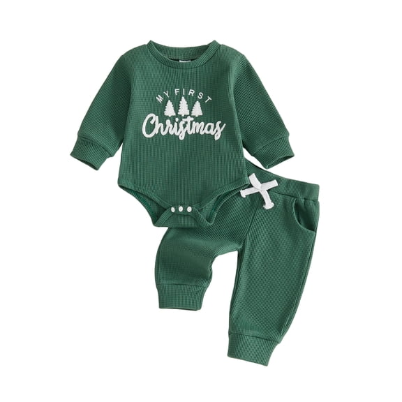 RUINIXCW Baby Boy Christmas Outfit Letter Embroidery Long Sleeve Jumpsuit and Pants