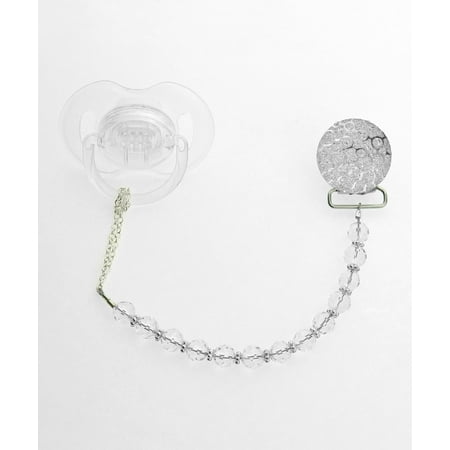 Crushed Crystal Pacifier Clip with Swarovski Crystals