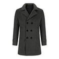 thumbnail image 5 of Turilly Men's Wool Blend Coat Men Casual Cardigan Solid Long Sleeve Pockets Turn Down Collar Outwear Coat, 5 of 6