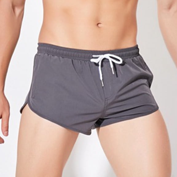 Elvqul Mens Big and Tall Short Elastic Waist Swim Trunks Quick Dry Solid Vacation Drawstring Stretchy Board Shorts for Men Pocktes