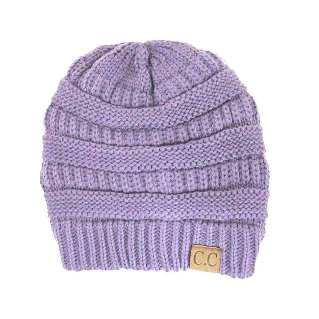 Gravity Threads Knit Soft Stretch Beanie Cap, Violet