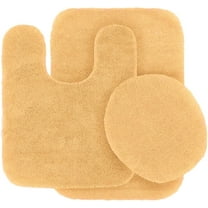 Bathroom mat rug 3pc Set, flannel shaggy chenille Rug 19"x 30", Contour Mat 19"x19", and Toilet Lid Cover 19"x19" with Non-Skid Rubber Back Yellow color #6