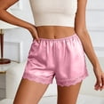 thumbnail image 2 of SOFTCCLO Shorts for Women Solid Satin Lace Shorts Elastic Waist Mini Casual Womens Shorts Pink L, 2 of 5