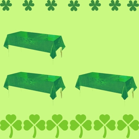 Holographic Green Tablecloth (3 Packs) 108x54inches Shimmer Shining Table Cloth Plastic Disposable Table Cover for Sport Jungle Safari Birthday Christmas St. Patricks Day Party Decorations