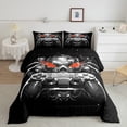 thumbnail image 2 of Gaming Comforter Set - Gamer Comforter Twin Bedding Sets , Gothic Skull Skeleton Ghost Spider Design Black and White Gamer Room Decor, 2 of 6