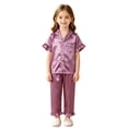 thumbnail image 2 of BOOMNY Girls 2 Peice Pajamas Sets Soft Short Sleeve Buttons Sleepwear Tops Pants Pjs Set for Kids Cozy Loungewear Homewear, 2 of 7