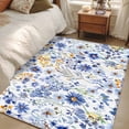 thumbnail image 5 of Blue Flowers Area&nbsp;Rug 4x6ft Watercolor Daisy Floral Non-Slip&nbsp;Washable Square&nbsp;Rugs Soft Felt Indoor Floor Mat for Bedroom Kitchen Living Room Bathroom, 5 of 9