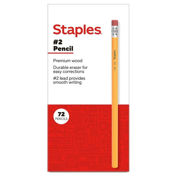 Staples TRU RED Wooden Pencil 2.2mm #2 Medium Lead 72/Pack TR58565