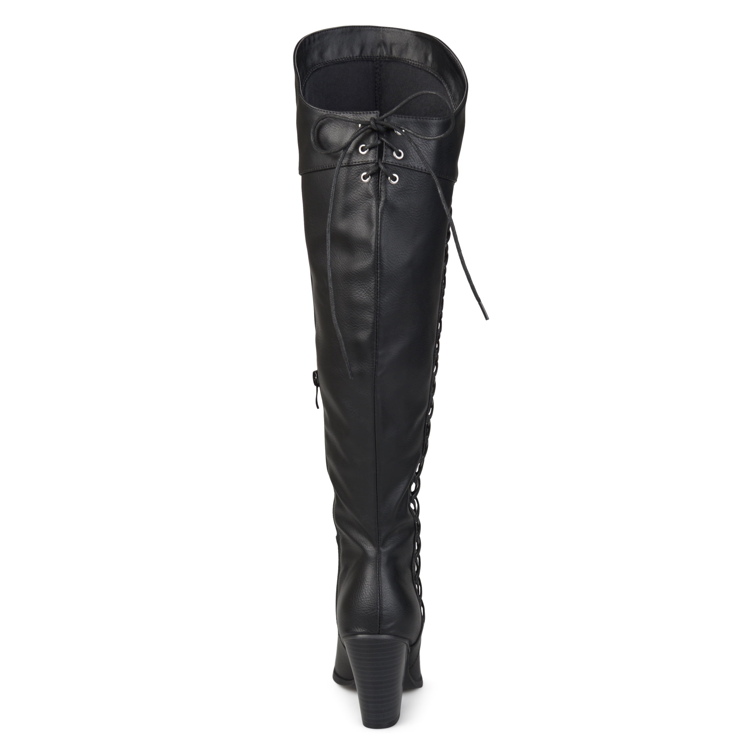 Brinley Co. Wide Calf Distressed Faux Leather Faux Lace-up Over-the-knee Boots (Women's)