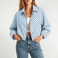 thumbnail image 2 of Byworldtasic Women's Polka Dot Print Cropped Bomber Jacket Zip-Up Long Sleeve Lightweight Casual Daily Outerwear with Pockets, 2 of 6