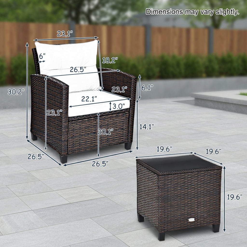 Hommoo 3-Piece Outdoor Rattan Patio Furniture Set with Cushions, Wicker Sofa & Coffee Table for Garden, Poolside, or Deck, Turquoise