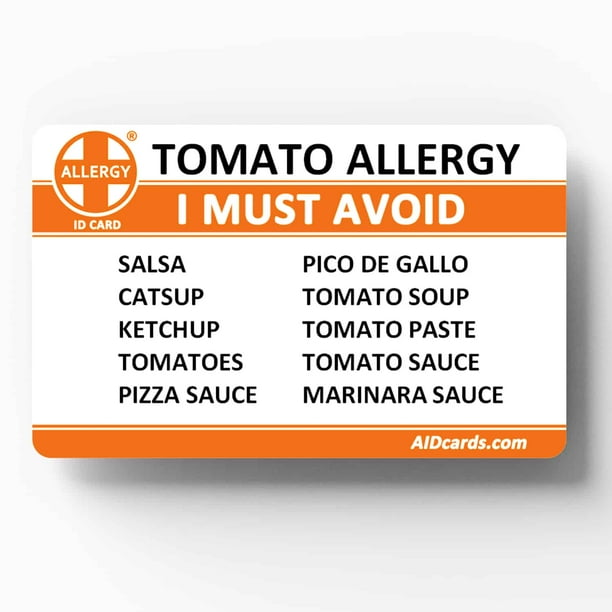 Allergy ID Card Tomato Allergy
