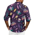 thumbnail image 4 of LNZGNM Mardi Gras Outfits for Men Lapel Mask Printed Button Up Shirt Plus Size Long Sleeve T-Shirts Stylish Carnival Outfits,Dark Purple XL, 4 of 6