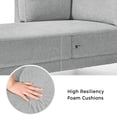 thumbnail image 5 of EUROCO 65" Mid-Century Modern Linen Fabric Corner Lounge Chair, Upholstered Indoor Chaise Lounge, Solid Wood Sleeper Sofa Bed for Bedroom, Office, Small Living Room & Apartment, Grey, 5 of 11