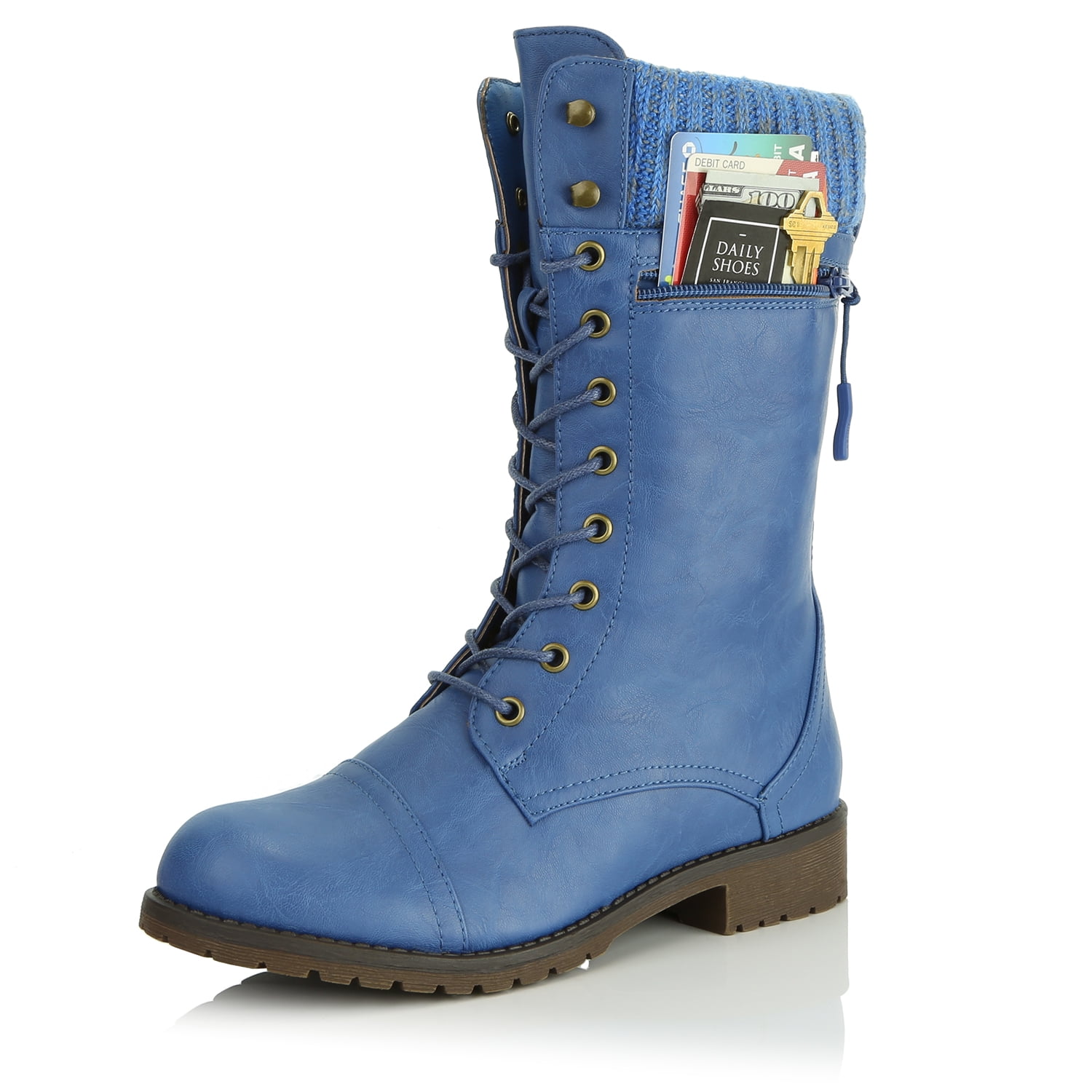 navy blue combat boots