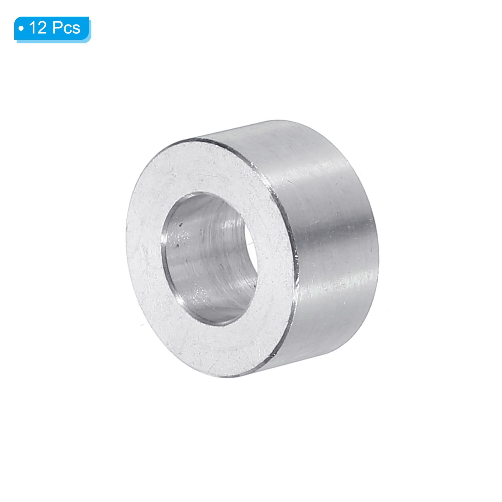 M10 Aluminum Spacers, 12pcs 3/8" x 3/4" Round Metal Spacers for 3/8 or M10 Screw Bolts, Unthreaded Standoff Bushing 3/8"L, 10.5x20x10mm