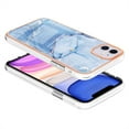 thumbnail image 2 of ELEHOLD for iPhone 11 6.1 inch Marble Case, Clear Electroplated Frame Soft TPU Anti-Scratch Wear-Resistant Wireless Charging Slim Fit Transparent Case for iPhone 11,Blue, 2 of 5