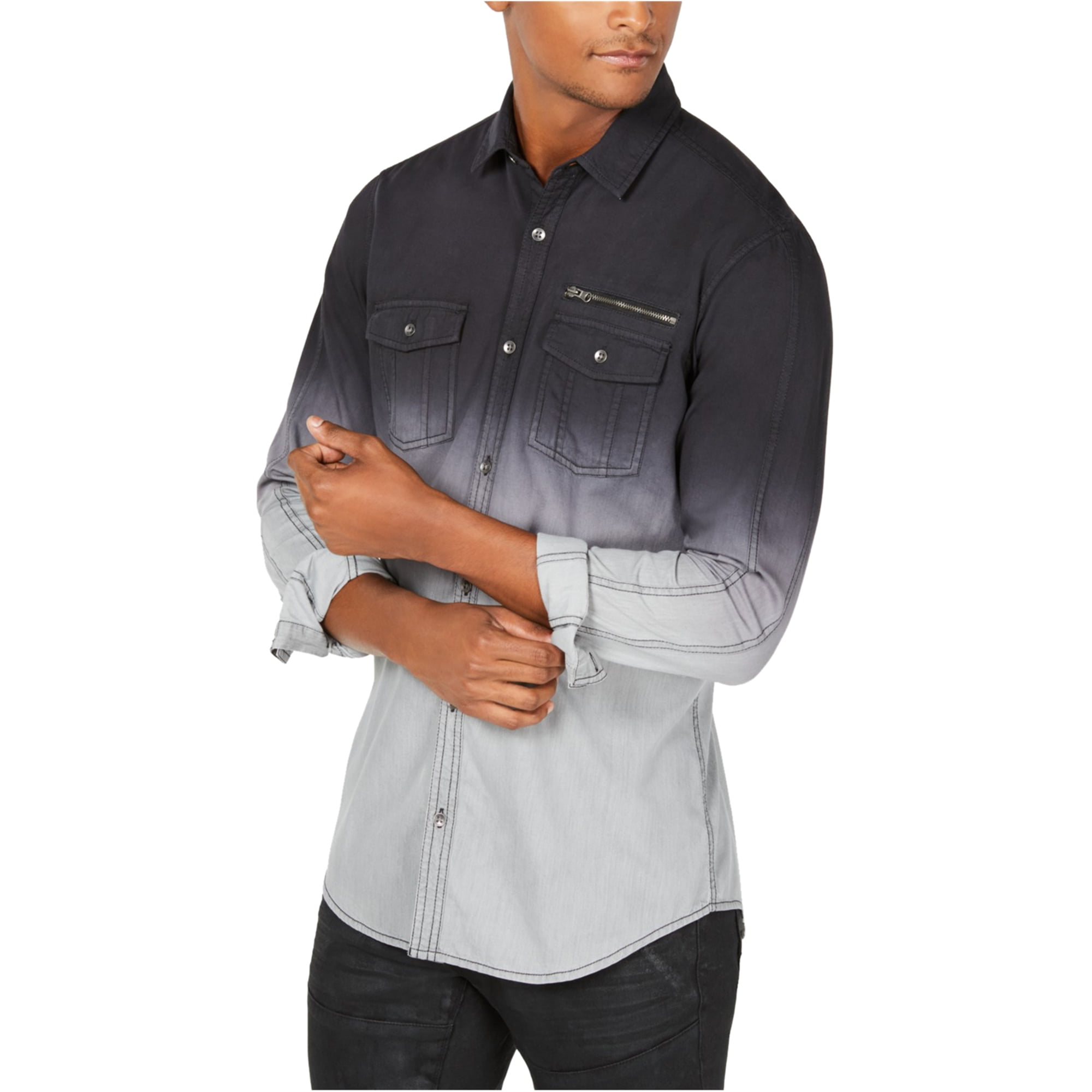 CRYYU Men Lapel Stylish Tie-Dyed Long Sleeve Slim Fit Button Down Casual Shirt 