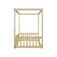 thumbnail image 6 of Miniyam Wood Twin Size Canopy Floor Bed with Guardrails for Kids and Teens, Natural, 6 of 7