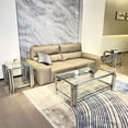 thumbnail image 2 of Modern Stainless Steel Coffee Table Set (Set of 3), Double-Layer Clear Tempered Glass Table Top, Coffee Table & Two End Side Table 3-Pieces Sets for Living Room Home Office, Silver04706, 2 of 7