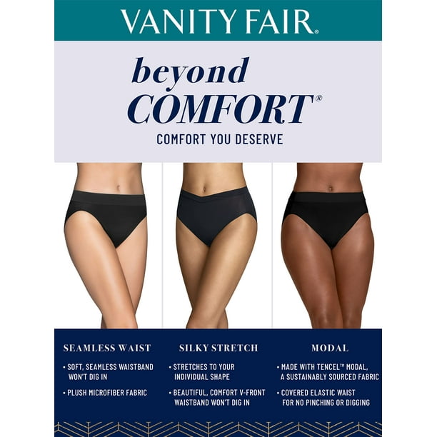Vanity Fair Womens Beyond Comfort Hi-Cut Panty, 6, Honey Beige, 6, Honey  Beige 