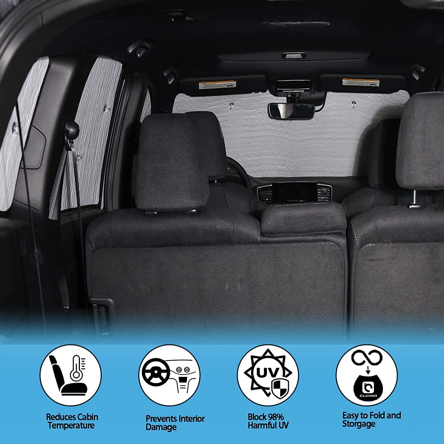 Full Car Window Shades for Honda Pilot 2016-2022 Accessories, UV Protection Heat Insulation Front & Rear Windshield Sunshade, Foldable Side Sun Visor Keep Vehicle Cool Set of 8