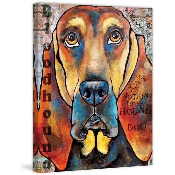 Marmont Hill - "Pop Art Bloodhound" by Stephanie Gerace Painting Print on Wrapped Canvas