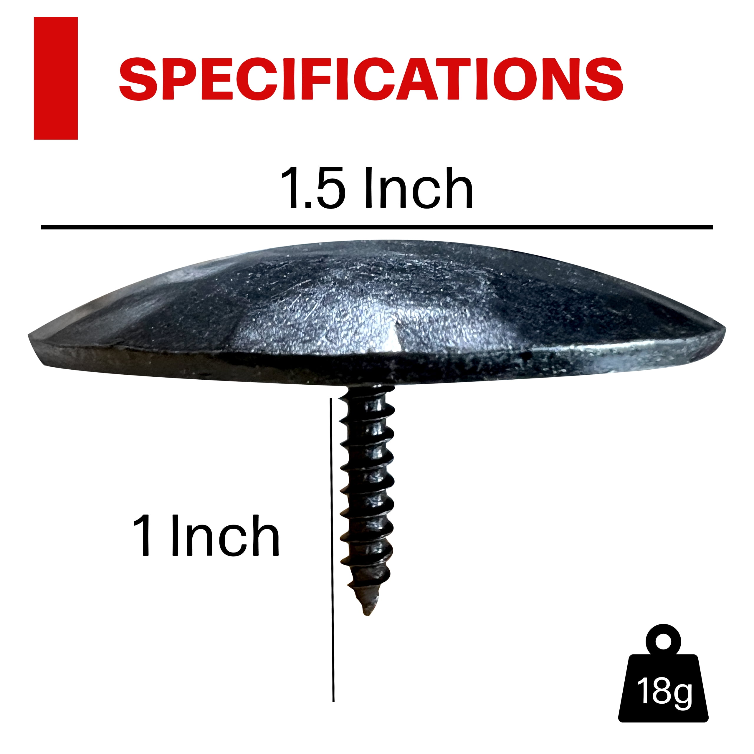 50 Pack- 1.5 Inch  Iron Clavos Decorative Screws Black Forged Hammered Screw Antique Forged Finish by Sidco Supply