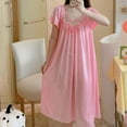 thumbnail image 3 of Huhudde Women's Long Ice Silk Nightgown,Summers Short Sleeve Sleep Dress Nightdress Casual Loose Chemise Sleepwear Sleepshirt, 3 of 20