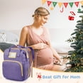 thumbnail image 3 of Diaper Bag Backpack, Multifunctional Baby Changing Bag with Foldable Crib & Insulated Milk Bottle Pocket, Large Capacity Travel Backpack with USB Charging Port & Stroller Strap (Purple), 3 of 7