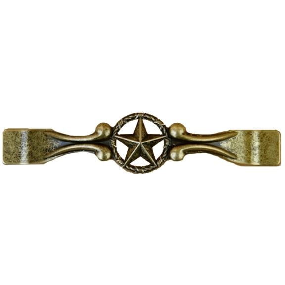 Star with Barbwire Drawer Cabinet Handle in Antique Brass