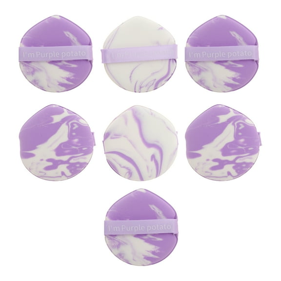 Unique Bargains 7 Pcs Dual Color Teardrop Face Makeup Sponge for Bedrooms Purple White Hydrophilic Polyurethane